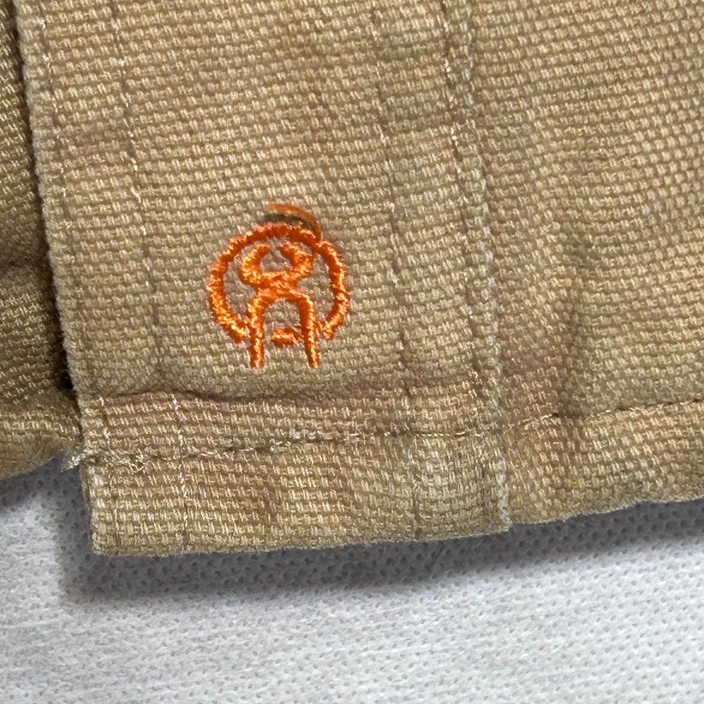 Jesse James Workwear Canvas Shirt Jacket Tan Fleece Lined Mens Large Distressed - Picture 3 of 8